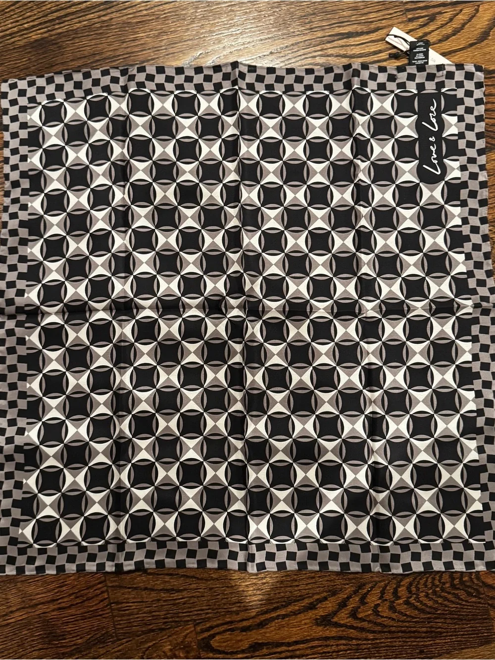 Love and Lore Black and Gray Silk Scarf